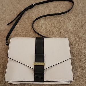Kate Spade white leather bag with black leather tr